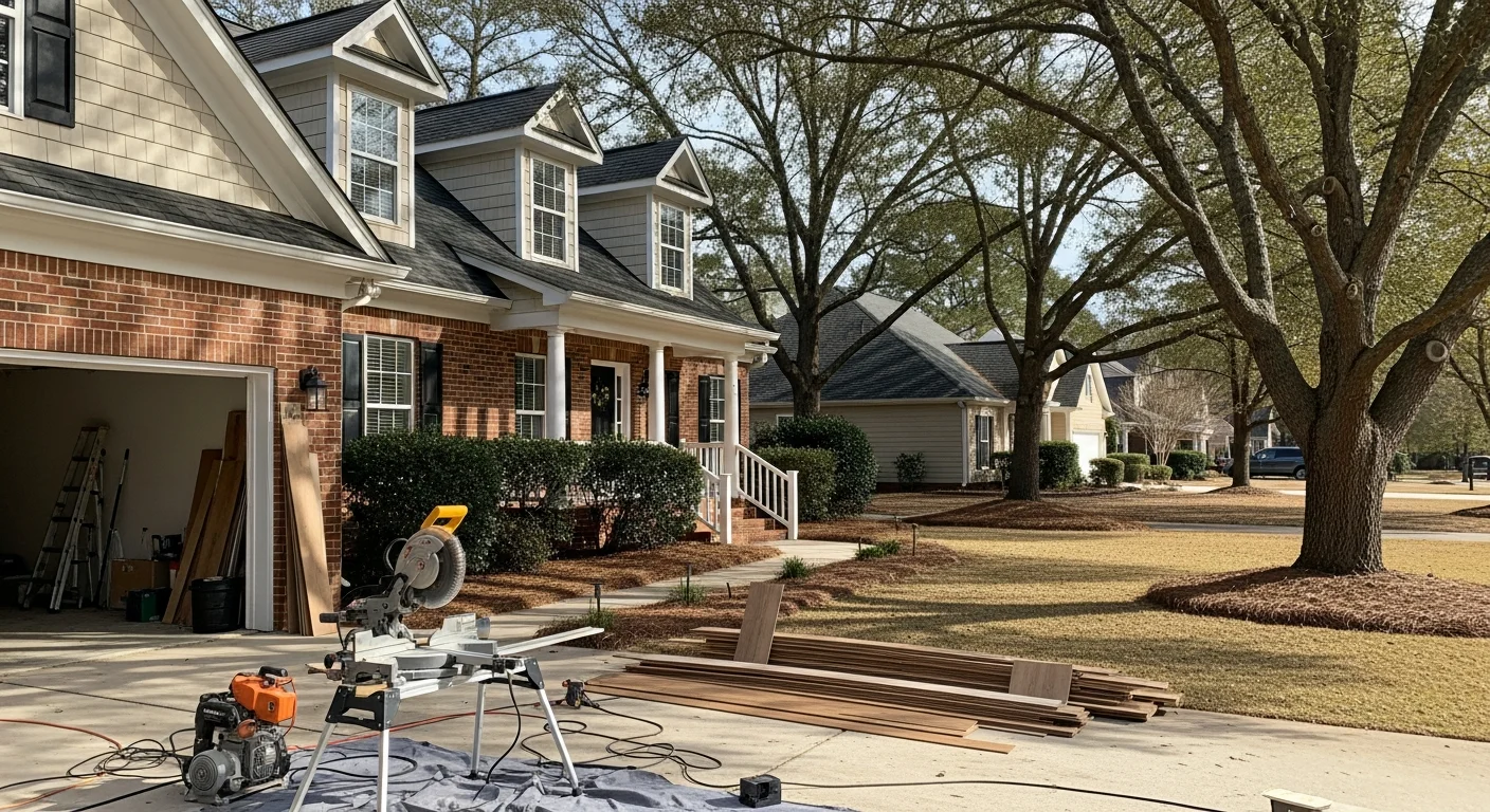 Suburban Lexington home with manicured lawn and established landscaping in afternoon light.